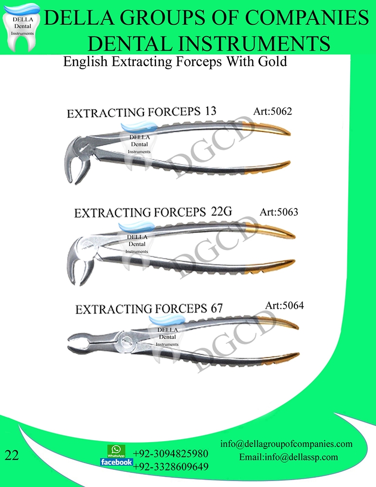 English Extracting Forceps with Gold